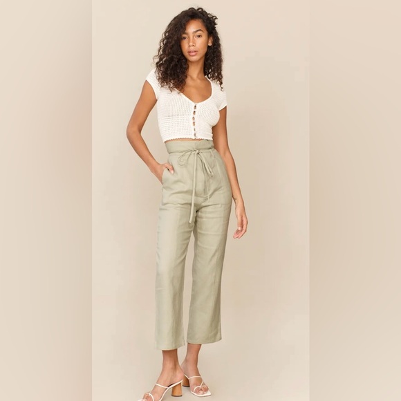 Reformation Pants - Reformation Paros Linen High Rise Cropped Pants in Oatmeal 6 Minimalist Women’s